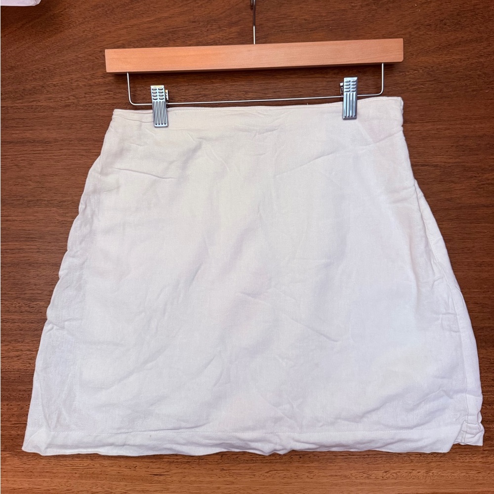 Women's Cream Linen Mini Skirt